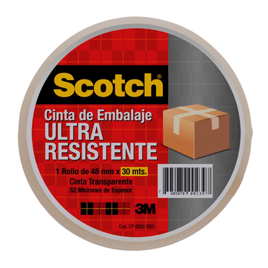 3M Cinta de Empaque Transparente Ultra Resistente 48mm x 30mts