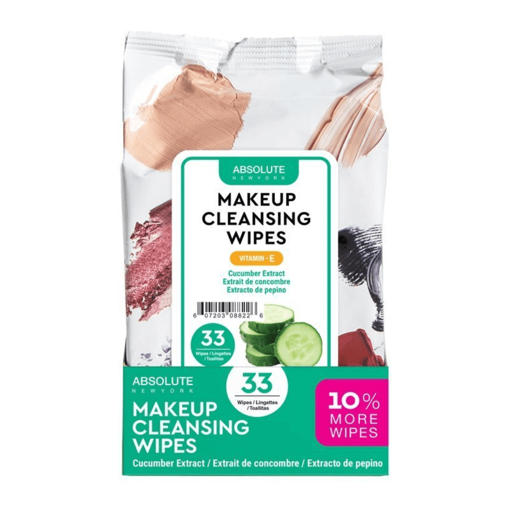 Absolute New York Toallitas Limpiadoras de Maquillaje Pepino, 33 Piezas