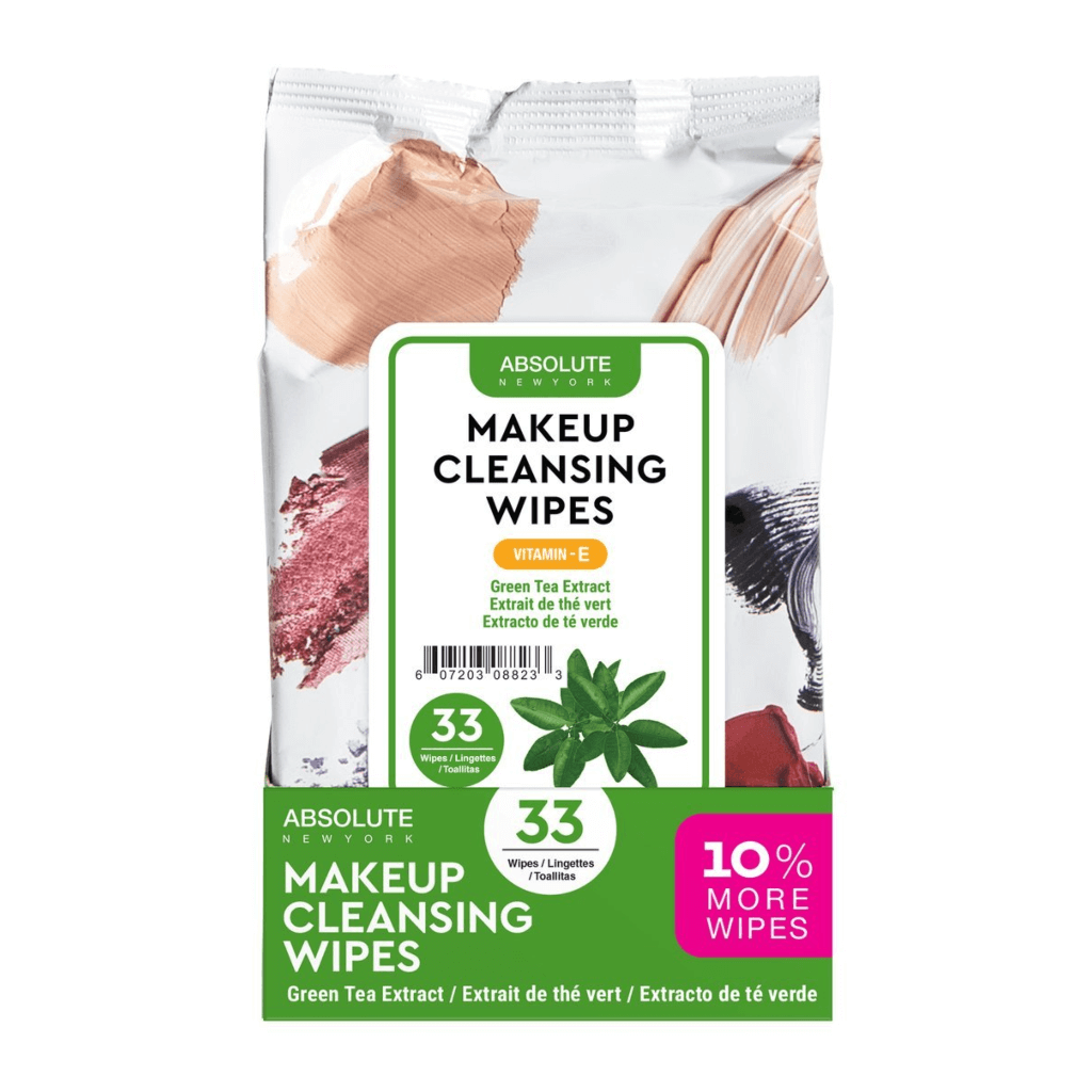 Absolute New York Toallitas Limpiadoras de Maquillaje Té Verde, 33 Piezas